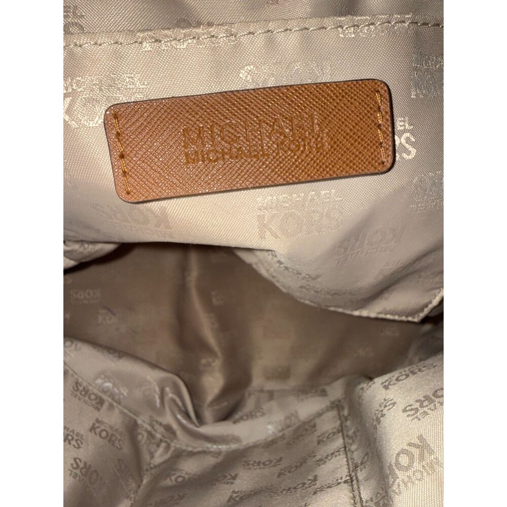 Michael Kors Paisley Leather Large Tote Brown MK Logo Charm Shoulder Bag - Picture 7 of 8